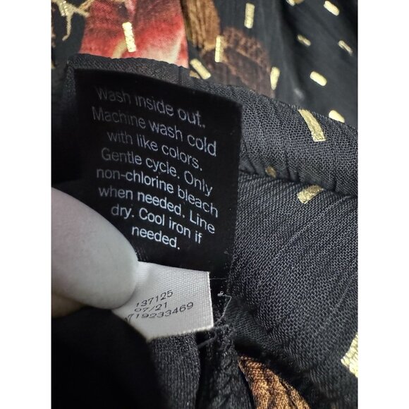 Simply Vera Wang Women Size XXL Fairy Grunge Black Floral Red Rose Top Boho Vamp - Picture 7 of 9